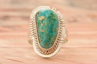 Genuine Kingman Turquoise Sterling Silver Native American Ring